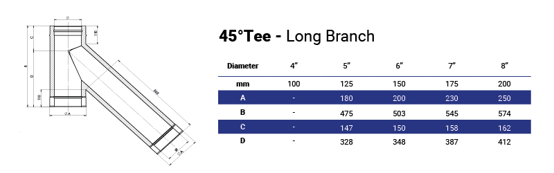 45 degree tee long branch