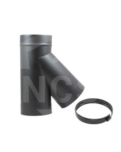 5" 45° Twin wall Tee With Cap-Matt Black  BDWT4505G