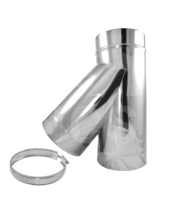 4" 45° Twin wall Tee With Cap-Stainless Steel  DWT4504G