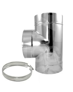 4" 90° Twin Wall Tee With Cap -Stainless Steel  DWT9004G
