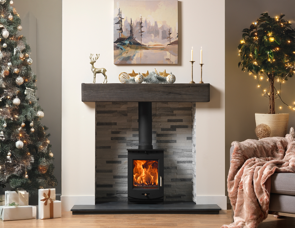 Langley Ecodesign Stove with Christmas Decorations